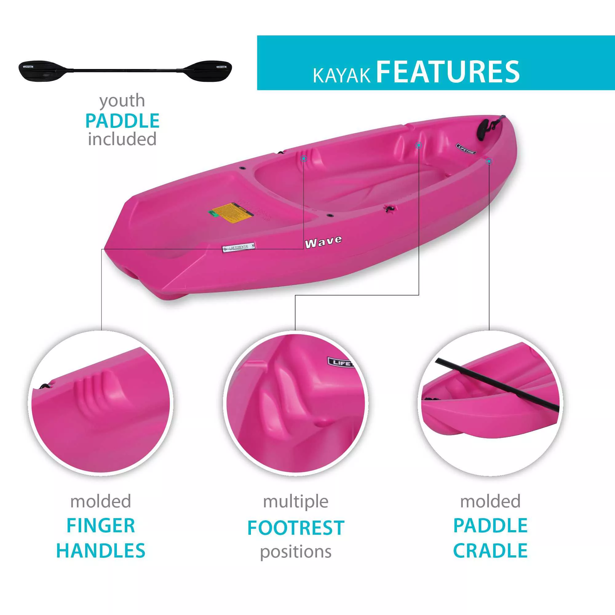 Lifetime Youth Wave Kayak with Paddle Package - Image 3