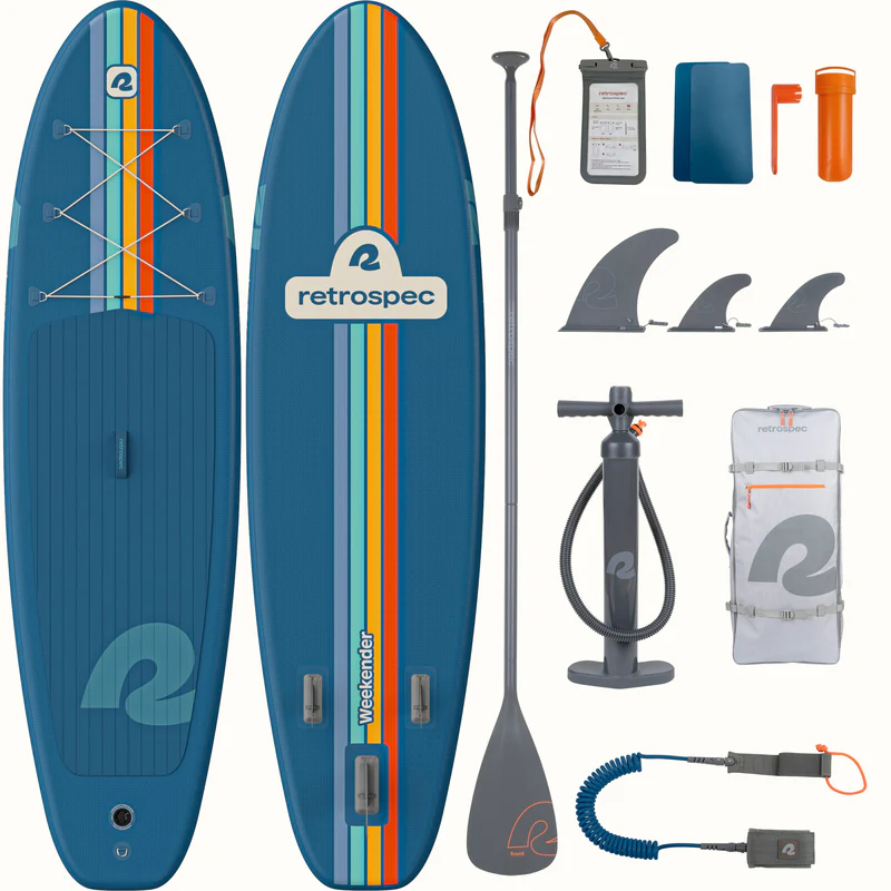 retrospec weekender inflatable stand up paddle board